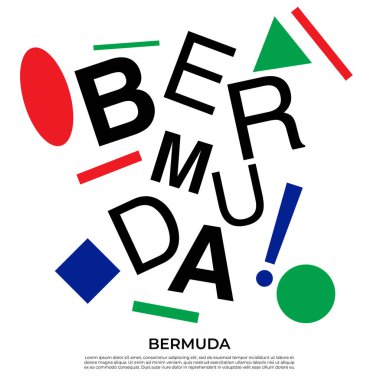 Geometrik elementlere sahip ülke adı kümesi: Vektör İllüstrasyonu