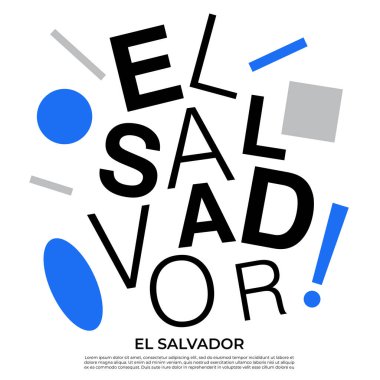 Geometrik elementlere sahip ülke adı kümesi: Vektör İllüstrasyonu