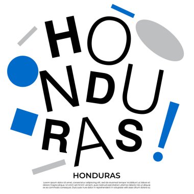 Geometrik elementlere sahip ülke adı kümesi: Vektör İllüstrasyonu