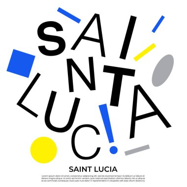 Geometrik elementlere sahip ülke adı kümesi: Vektör İllüstrasyonu