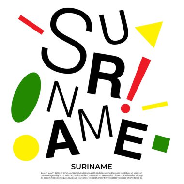 Geometrik elementlere sahip ülke adı kümesi: Vektör İllüstrasyonu