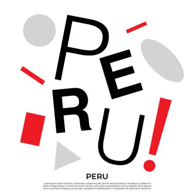 Geometrik elementlere sahip ülke adı kümesi: Vektör İllüstrasyonu