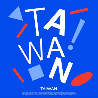 Geometrik elementlere sahip ülke adı kümesi: Vektör İllüstrasyonu