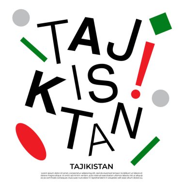 Geometrik elementlere sahip ülke adı kümesi: Vektör İllüstrasyonu