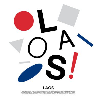 Geometrik elementlere sahip ülke adı kümesi: Vektör İllüstrasyonu