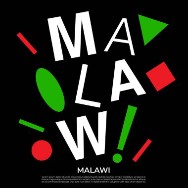 Geometrik elementlere sahip ülke adı kümesi: Vektör İllüstrasyonu