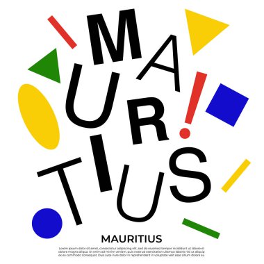 Geometrik elementlere sahip ülke adı kümesi: Vektör İllüstrasyonu