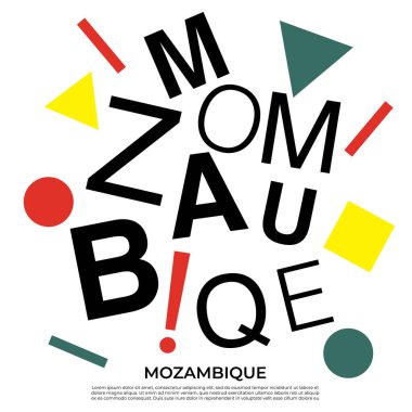 Geometrik elementlere sahip ülke adı kümesi: Vektör İllüstrasyonu