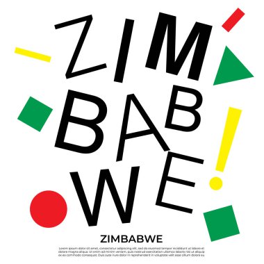 Geometrik elementlere sahip ülke adı kümesi: Vektör İllüstrasyonu