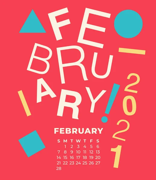 Kalender 2021 Mit Monatsnamen Isoliert Auf Pastellfarbenem Hintergrund Vektorillustration — Stockvektor