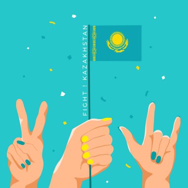 Ulusal Bayrağı Kaldıran Eller: Vektör İllüzyonu