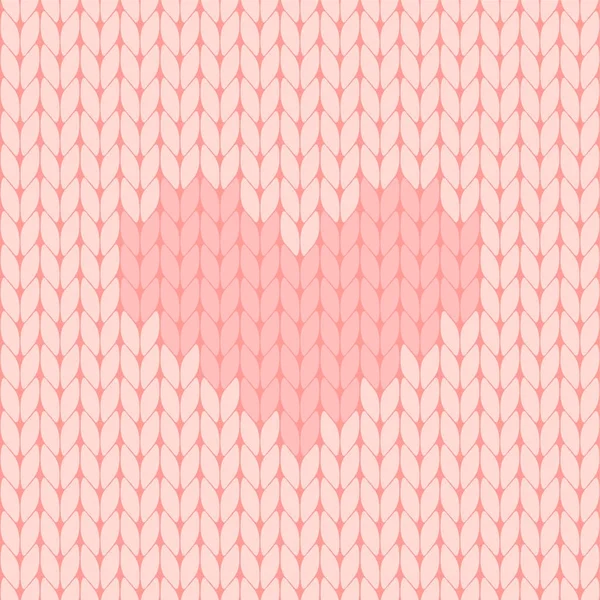 Pink knitted seamless pattern with heart Stock Illustration