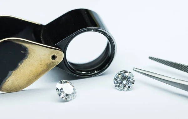 Diamonds Jewelry Loupe Jewel Making Background — Stock Photo, Image