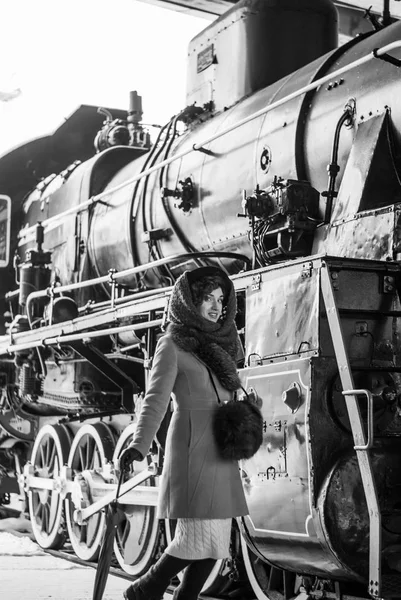 stock image young woman in vintage clothes