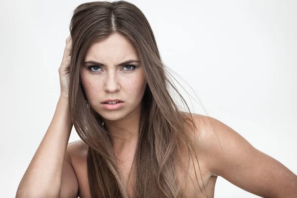 Displeased woman portrait — Stock Photo, Image