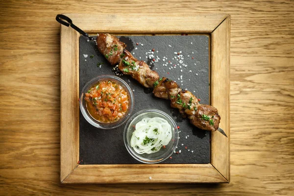Ibériai sertés shish kebab — Stock Fotó