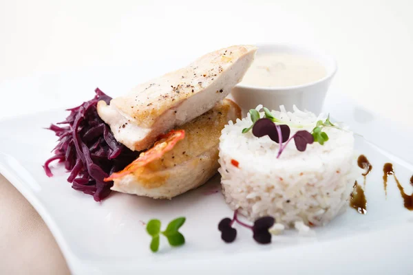 Chicken breast with rice — Stock Photo, Image