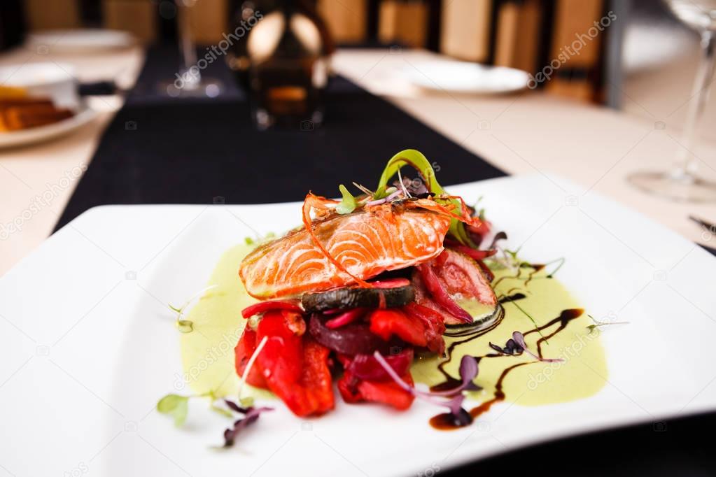 Smoked trout with vegetables