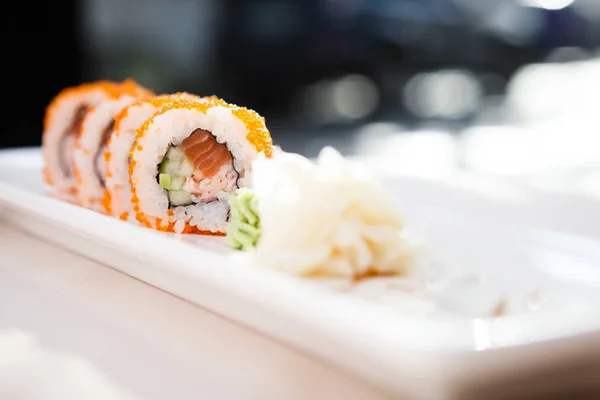 Flying fish roe maki — Stock fotografie