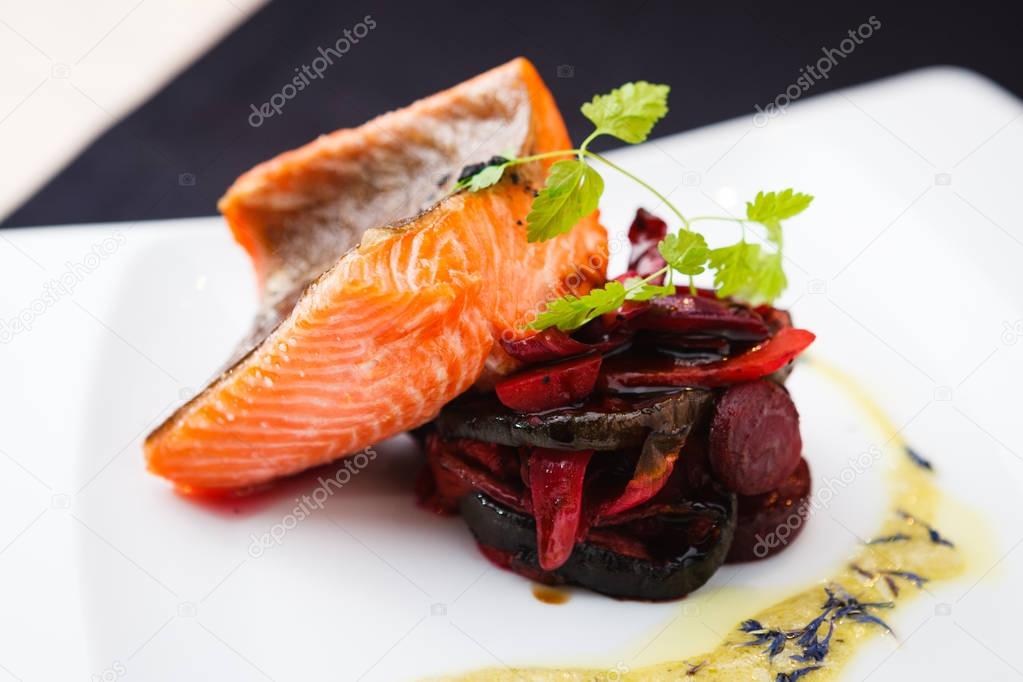 Smoked trout with vegetables