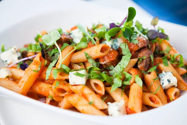 Tomato pasta with beef — Stock Photo, Image
