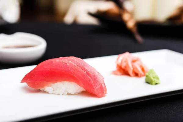 Red tuna sushi served on a plate — Stock Photo, Image