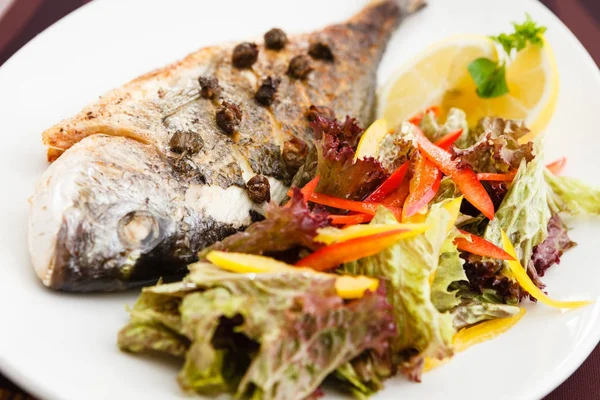 Grillad förgylld-head braxen fisk — Stockfoto