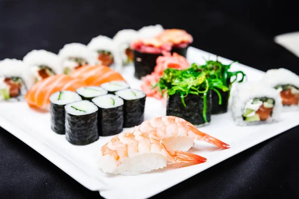 Different Rolls Set Served Plate — Stock Photo, Image