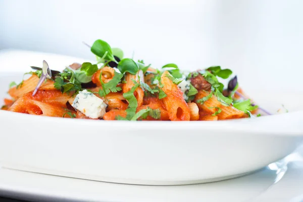 Tomato pasta with beef — Stock Photo, Image