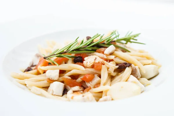 Pasta met zeebrasem — Stockfoto