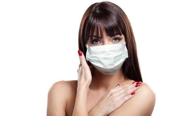 Corona virus concept. woman in protective mask — Stock Photo, Image