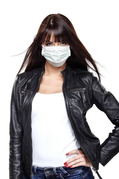 Концепція вірусу корони. жінка в захисній масці — стокове фото