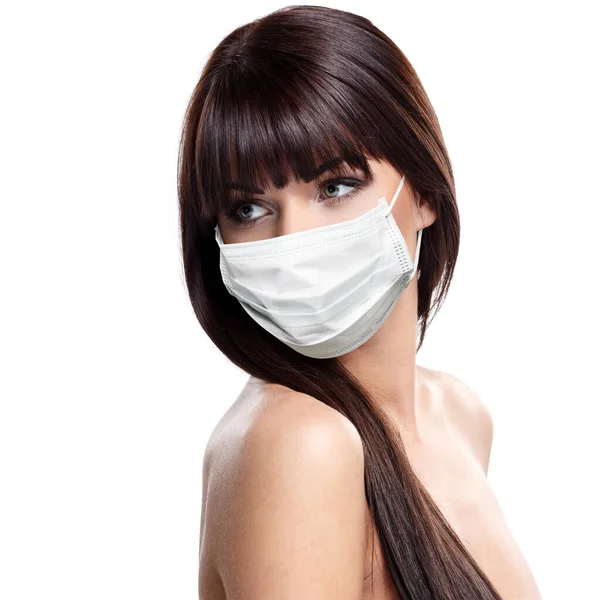 Концепція вірусу корони. жінка в захисній масці — стокове фото