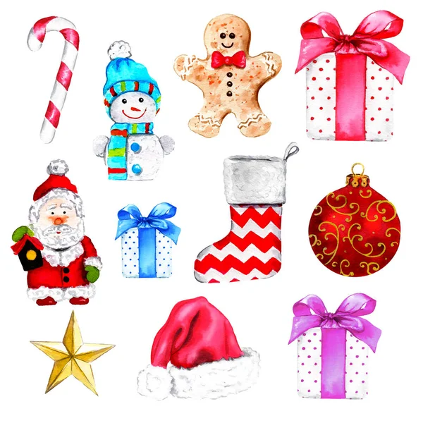 Watercolor christmas collection — Stock Photo, Image