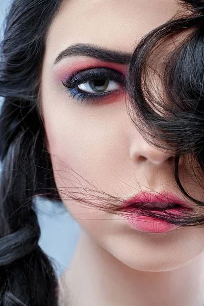 Portrait Vertical Modèle Féminin Avec Art Créatif Beauté Maquillage Gros — Photo