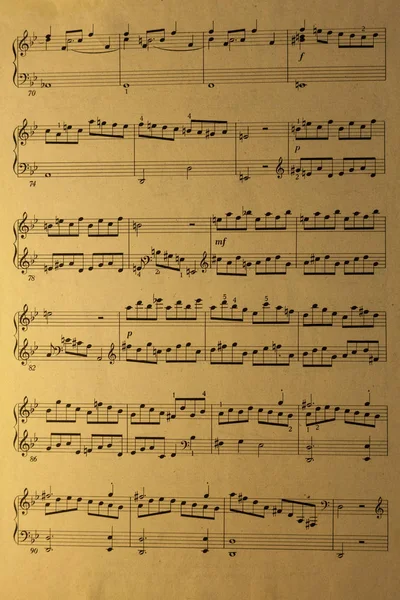 Eski Sayfada Klasik Müzik Kompozisyonu Yıllanmış Kağıtta Senfoninin Melodisi — Stok fotoğraf