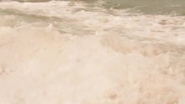 Pantai Pasir Emas Sore Hari Angin Laut Udara Gelombang Datar — Stok Video