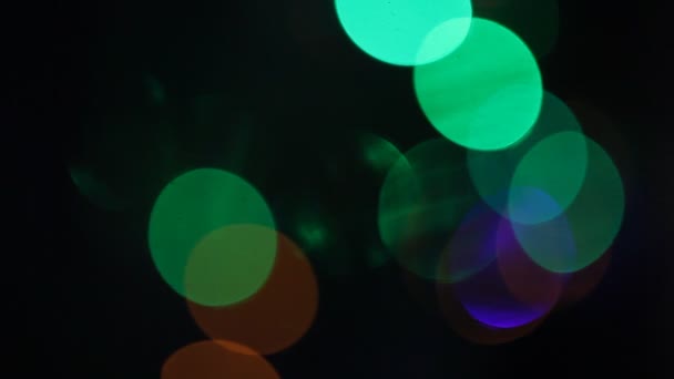 Circulaire Bokeh Kerstmis Gelukkig Nieuwjaar Schittert Abstracte Bokeh Met Zwarte — Stockvideo