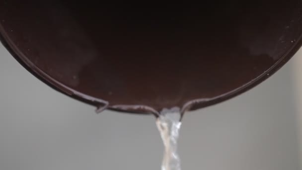 Water Flows Pipe Rainwater Flowing Drain Pipe Closeup — Stock Video