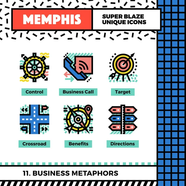 Biznes ikona Neo Memphis metafor — Wektor stockowy