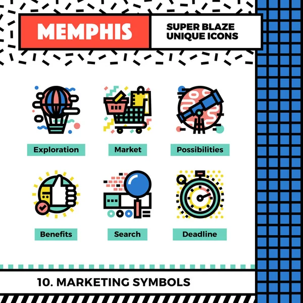 Marketingové symboly Neo Memphis ikona — Stockový vektor