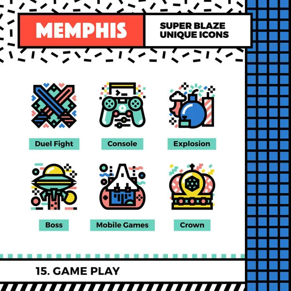 Game Play Neo Memphis Icon — Stock Vector