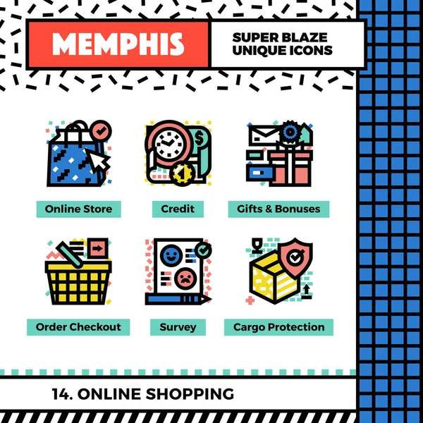Ikon Neo Memphis Belanja Online - Stok Vektor