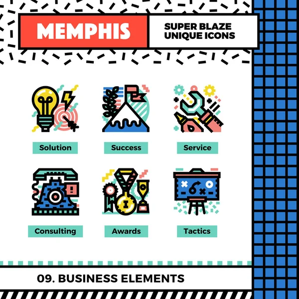 Éléments d'affaires Icône Neo Memphis — Image vectorielle