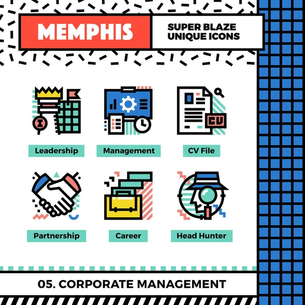 Corporate Management Neo-Memphis-Ikonen — Stockvektor