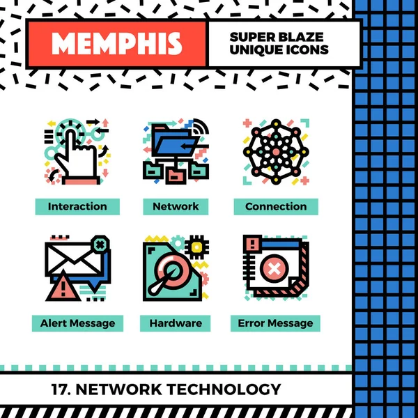 Ikon Neo Memphis Teknologi Jaringan - Stok Vektor
