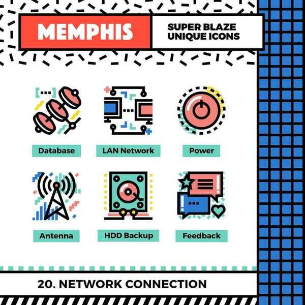 Network Connection Neo Memphis Icons — Stock Vector