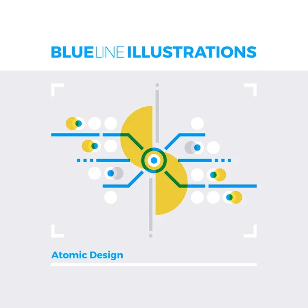 Atomic Design modrá linie ilustrace — Stockový vektor