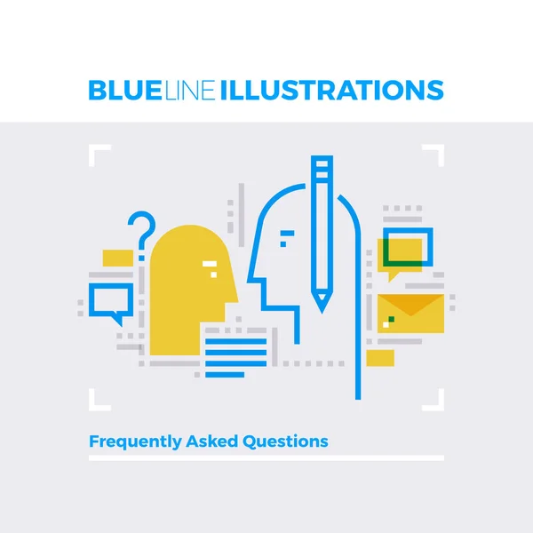 Ilustración de línea azul de Faq — Archivo Imágenes Vectoriales