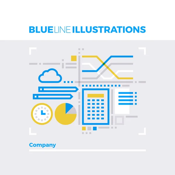 Şirket iş akışı mavi hat illüstrasyon — Stok Vektör